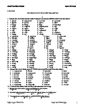 Revision for the first semester - Grade 8